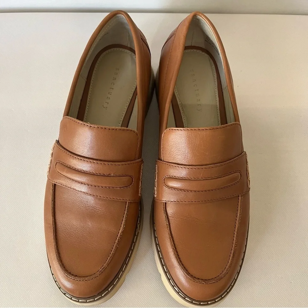 Sanctuary Westside Loafers Brown Leather Chunky Sole